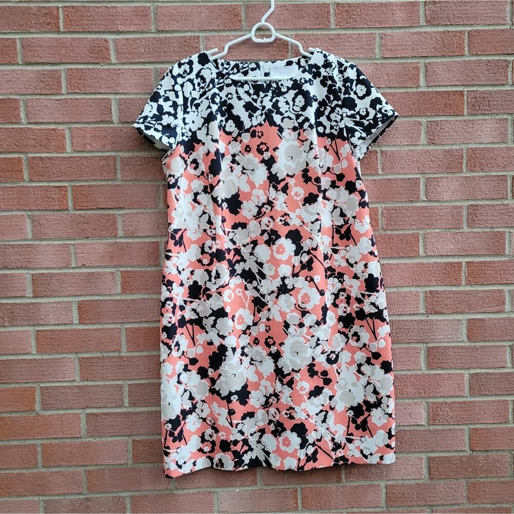 Hugo Boss Orange Blue Sheath Dress Short Sleeve Crew Neck